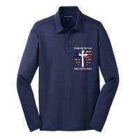 Stand For The Flag Kneel For The Cross USA Eagle Silk Touch Performance Long Sleeve Polo