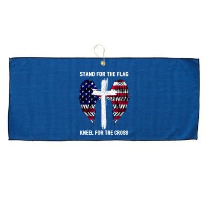 Stand For The Flag Kneel For The Cross USA Eagle Large Microfiber Waffle Golf Towel