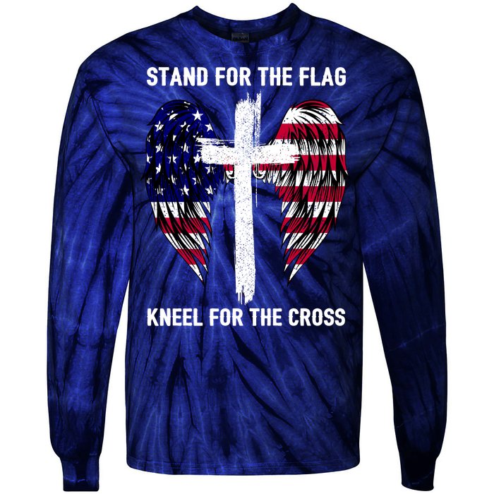 Stand For The Flag Kneel For The Cross USA Eagle Tie-Dye Long Sleeve Shirt