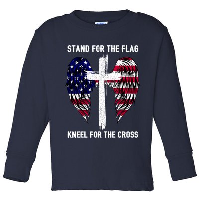 Stand For The Flag Kneel For The Cross USA Eagle Toddler Long Sleeve Shirt