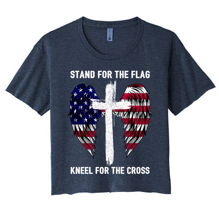 Stand For The Flag Kneel For The Cross USA Eagle Crop Top