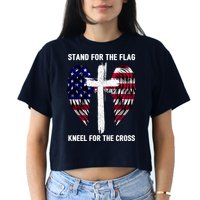 Stand For The Flag Kneel For The Cross USA Eagle Crop Top