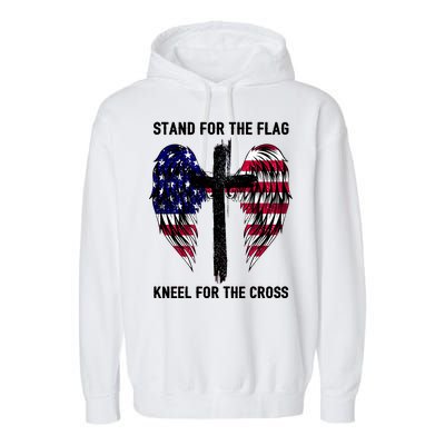 Stand For The Flag Kneel For The Cross USA Eagle Garment-Dyed Fleece Hoodie