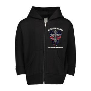 Stand For the Flag Kneel for the Cross USA Eagle Wings Toddler Zip Fleece Hoodie