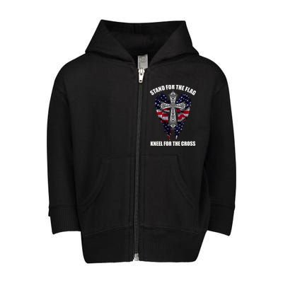 Stand For the Flag Kneel for the Cross USA Eagle Wings Toddler Zip Fleece Hoodie