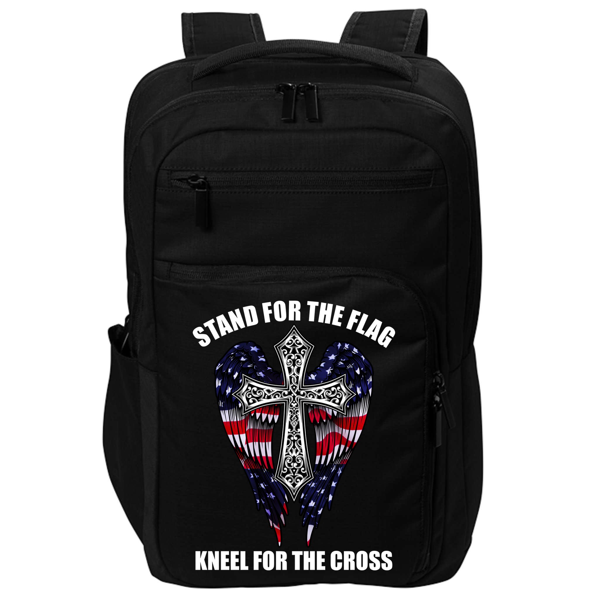 Stand For the Flag Kneel for the Cross USA Eagle Wings Impact Tech Backpack