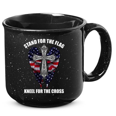 Stand For the Flag Kneel for the Cross USA Eagle Wings 15oz Campfire Ceramic Mug