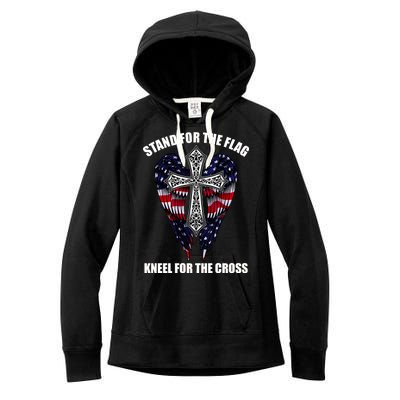 Stand For the Flag Kneel for the Cross USA Eagle Wings Women's Fleece Hoodie