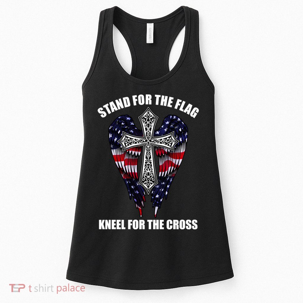 Stand For the Flag Kneel for the Cross USA Eagle Wings Womens Tank Top