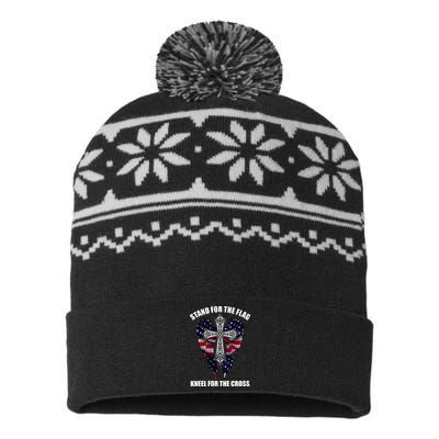 Stand For the Flag Kneel for the Cross USA Eagle Wings USA-Made Snowflake Beanie