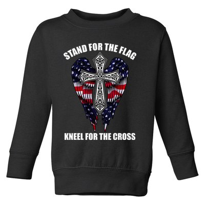 Stand For the Flag Kneel for the Cross USA Eagle Wings Toddler Sweatshirt