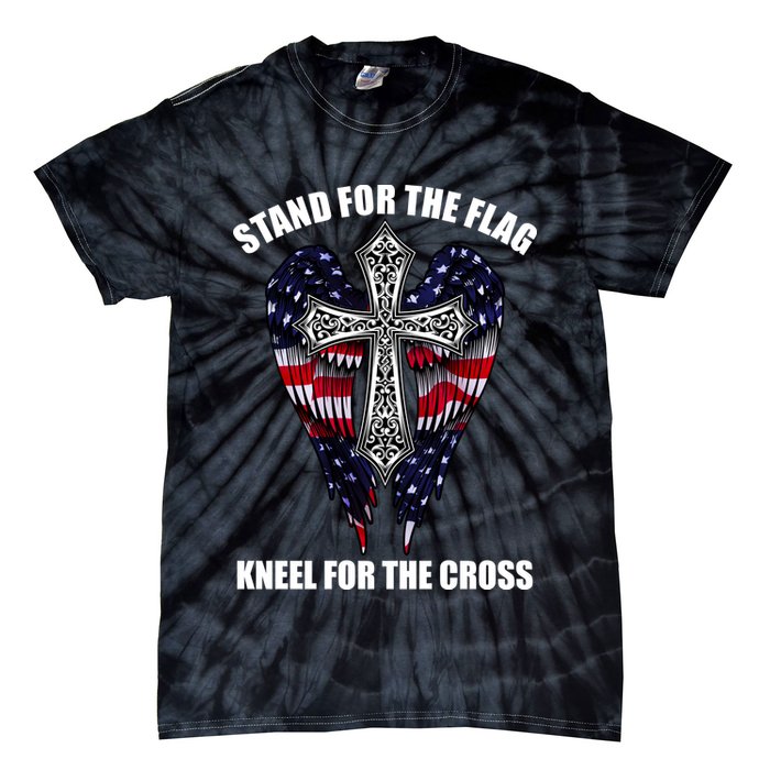 Stand For the Flag Kneel for the Cross USA Eagle Wings Tie-Dye T-Shirt