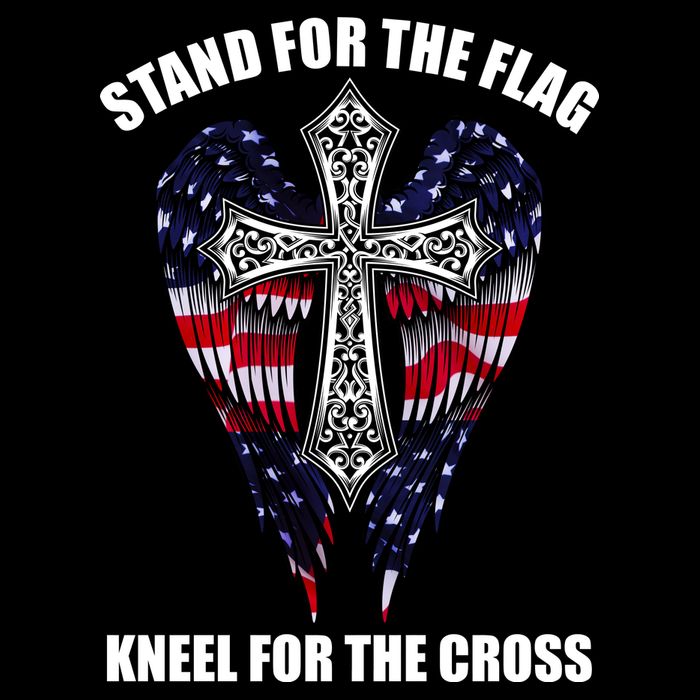Stand For the Flag Kneel for the Cross USA Eagle Wings Tie-Dye T-Shirt