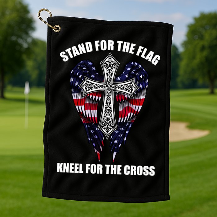 Stand For the Flag Kneel for the Cross USA Eagle Wings Golf Towel