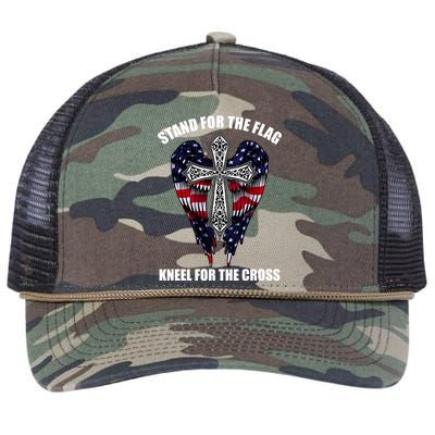 Stand For the Flag Kneel for the Cross USA Eagle Wings Retro Rope Trucker Hat Cap