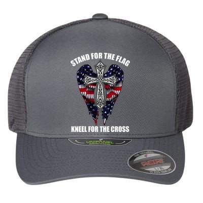 Stand For the Flag Kneel for the Cross USA Eagle Wings Flexfit Unipanel Trucker Cap