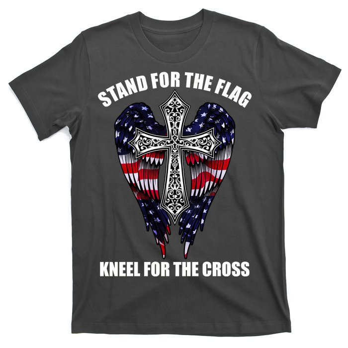 Stand For the Flag Kneel for the Cross USA Eagle Wings T-Shirt