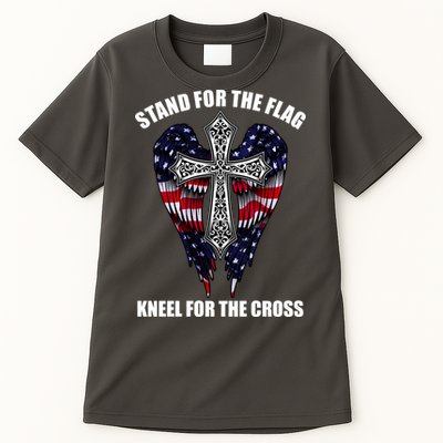 Stand For the Flag Kneel for the Cross USA Eagle Wings Tall T-Shirt