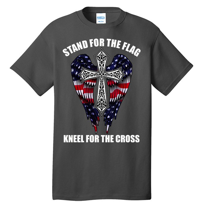 Stand For the Flag Kneel for the Cross USA Eagle Wings Tall T-Shirt