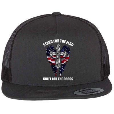 Stand For the Flag Kneel for the Cross USA Eagle Wings Flat Bill Trucker Hat