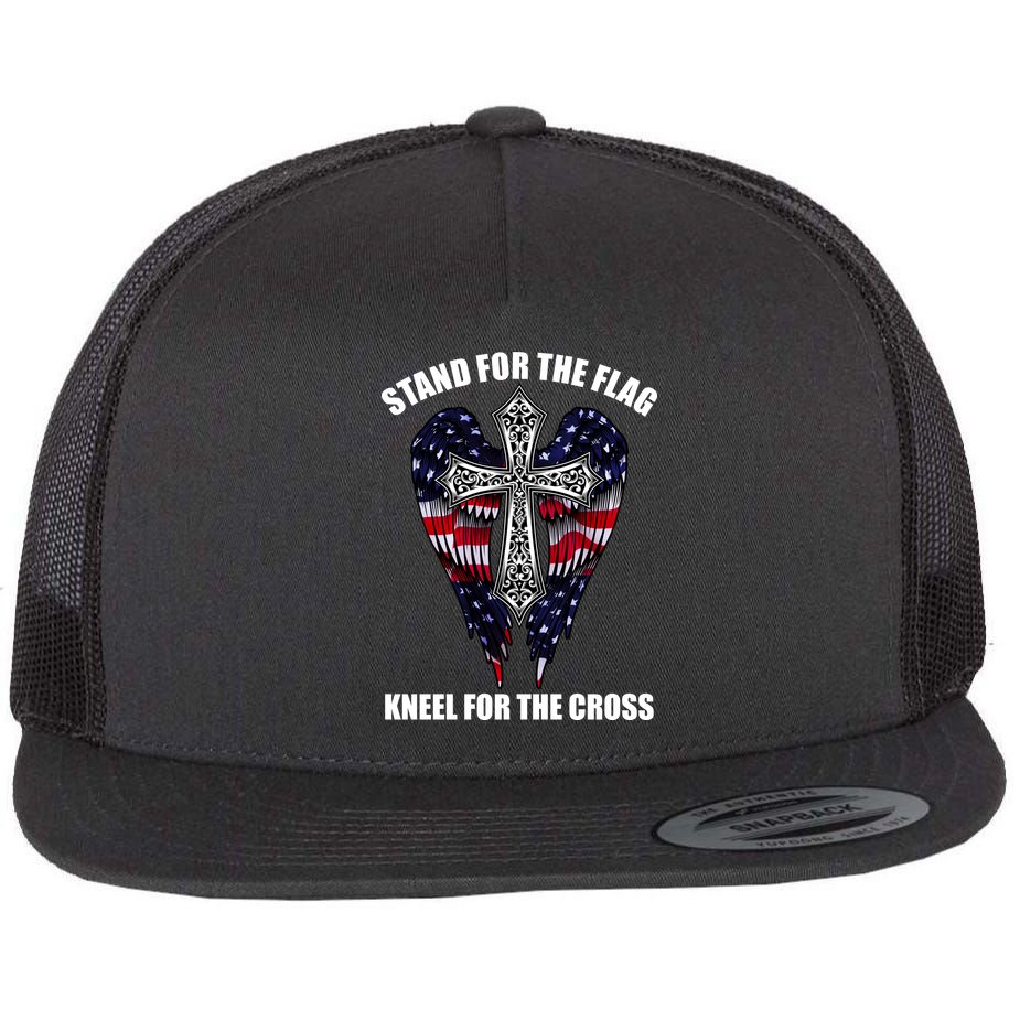Stand For the Flag Kneel for the Cross USA Eagle Wings Flat Bill Trucker Hat
