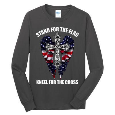 Stand For the Flag Kneel for the Cross USA Eagle Wings Tall Long Sleeve T-Shirt
