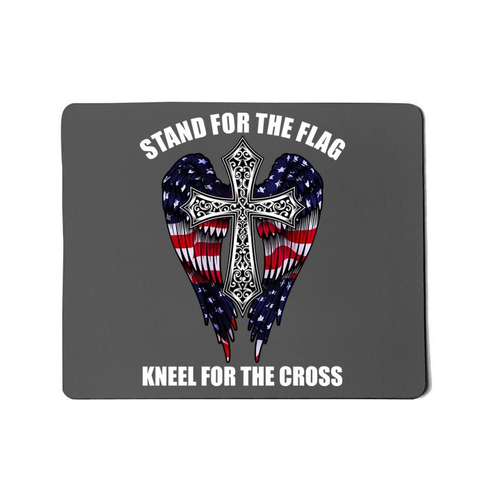 Stand For the Flag Kneel for the Cross USA Eagle Wings Mousepad