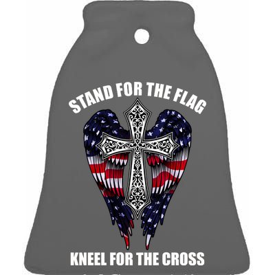 Stand For the Flag Kneel for the Cross USA Eagle Wings Ceramic Bell Ornament