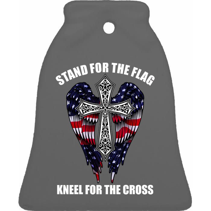 Stand For the Flag Kneel for the Cross USA Eagle Wings Ceramic Bell Ornament