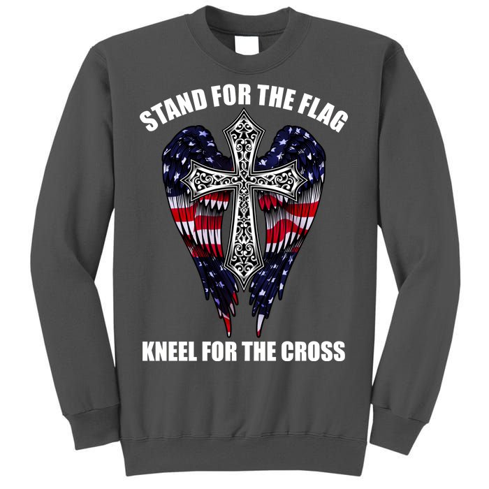 Stand For the Flag Kneel for the Cross USA Eagle Wings Tall Sweatshirt