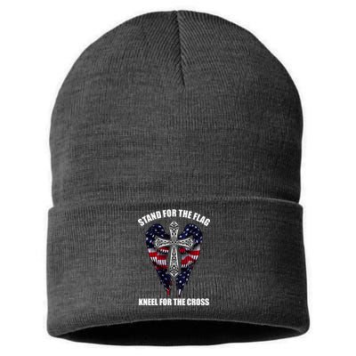 Stand For the Flag Kneel for the Cross USA Eagle Wings Sustainable Knit Beanie