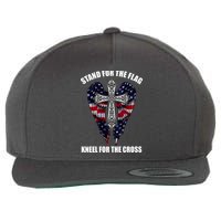 Stand For the Flag Kneel for the Cross USA Eagle Wings Wool Snapback Cap