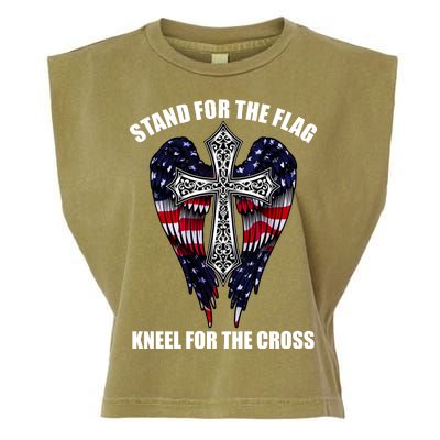 Stand For the Flag Kneel for the Cross USA Eagle Wings Garment-Dyed Women's Muscle Tee