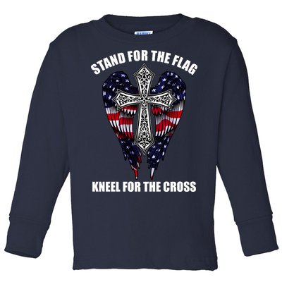 Stand For the Flag Kneel for the Cross USA Eagle Wings Toddler Long Sleeve Shirt