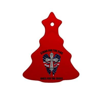 Stand For the Flag Kneel for the Cross USA Eagle Wings Ceramic Tree Ornament