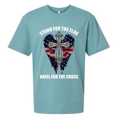 Stand For the Flag Kneel for the Cross USA Eagle Wings Sueded Cloud Jersey T-Shirt