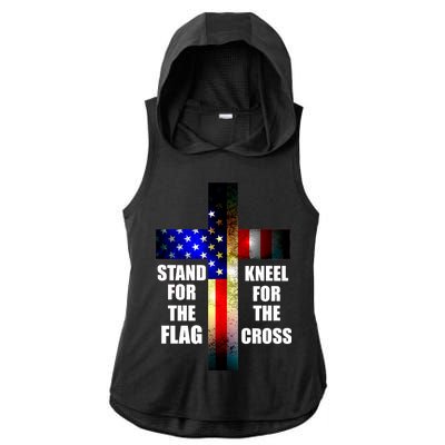 Stand For the Flag Kneel for the Cross USA FLAG Ladies PosiCharge Tri-Blend Wicking Draft Hoodie Tank