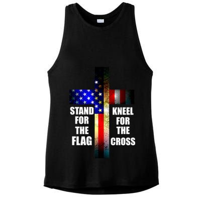 Stand For the Flag Kneel for the Cross USA FLAG Ladies PosiCharge Tri-Blend Wicking Tank