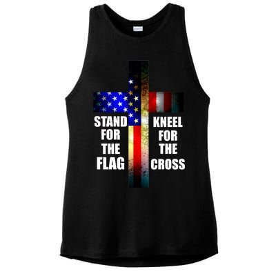 Stand For the Flag Kneel for the Cross USA FLAG Ladies PosiCharge Tri-Blend Wicking Tank