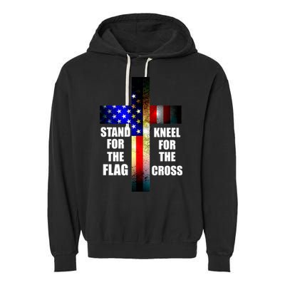 Stand For the Flag Kneel for the Cross USA FLAG Garment-Dyed Fleece Hoodie