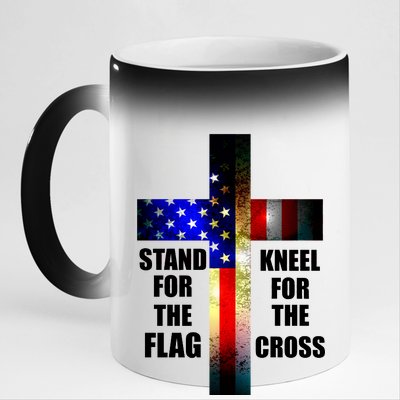 Stand For the Flag Kneel for the Cross USA FLAG 11oz Black Color Changing Mug