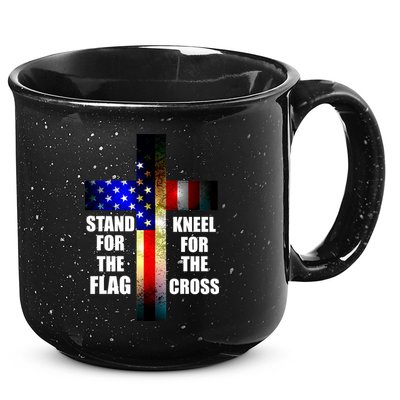 Stand For the Flag Kneel for the Cross USA FLAG 15oz Campfire Ceramic Mug