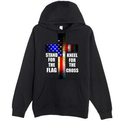 Stand For the Flag Kneel for the Cross USA FLAG Premium Pullover Hoodie