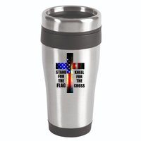 Stand For the Flag Kneel for the Cross USA FLAG 16oz Travel Tumbler