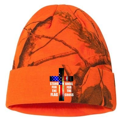 Stand For the Flag Kneel for the Cross USA FLAG Kati Licensed 12" Camo Beanie