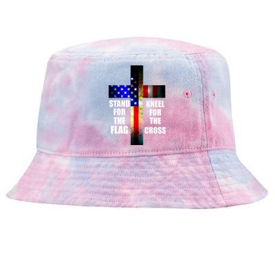 Stand For the Flag Kneel for the Cross USA FLAG Tie-Dyed Bucket Hat