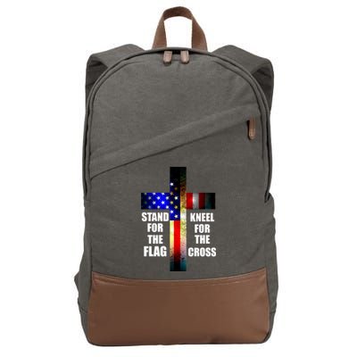 Stand For the Flag Kneel for the Cross USA FLAG Cotton Canvas Backpack