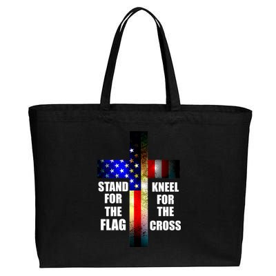 Stand For the Flag Kneel for the Cross USA FLAG Cotton Canvas Jumbo Tote