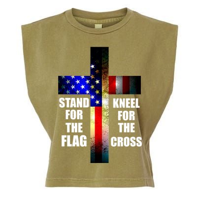 Stand For the Flag Kneel for the Cross USA FLAG Garment-Dyed Women's Muscle Tee