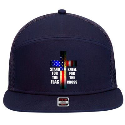 Stand For the Flag Kneel for the Cross USA FLAG 7 Panel Mesh Trucker Snapback Hat